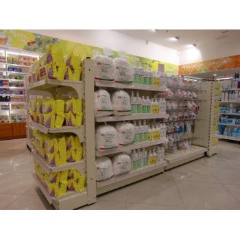 Gondole double lisse et perforé parapharmacie