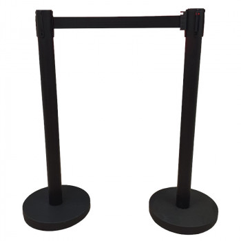 Poteaux de balisage avec enrouleur et sangle noir ou bleu